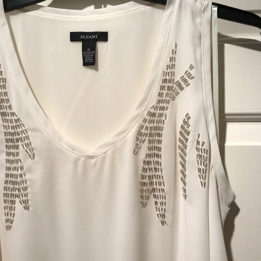 Cream Sleeveless Beaded Blouse by Alfani